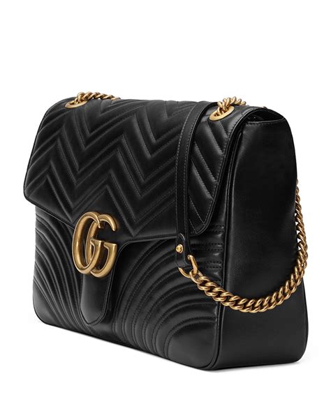 gucci marmont nude or black leather|Gucci Marmont large shoulder bag.